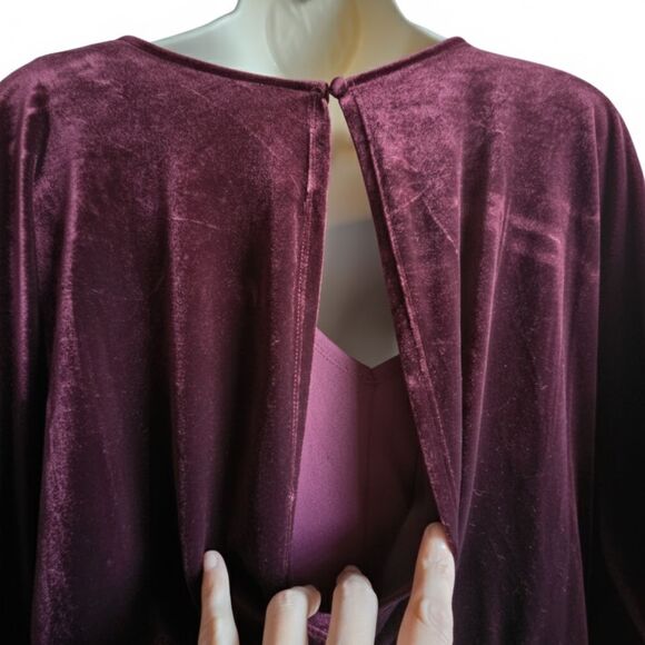NWT Jessica Howard Wine Velvet Shift Dress 12P Petite - Picture 8 of 14